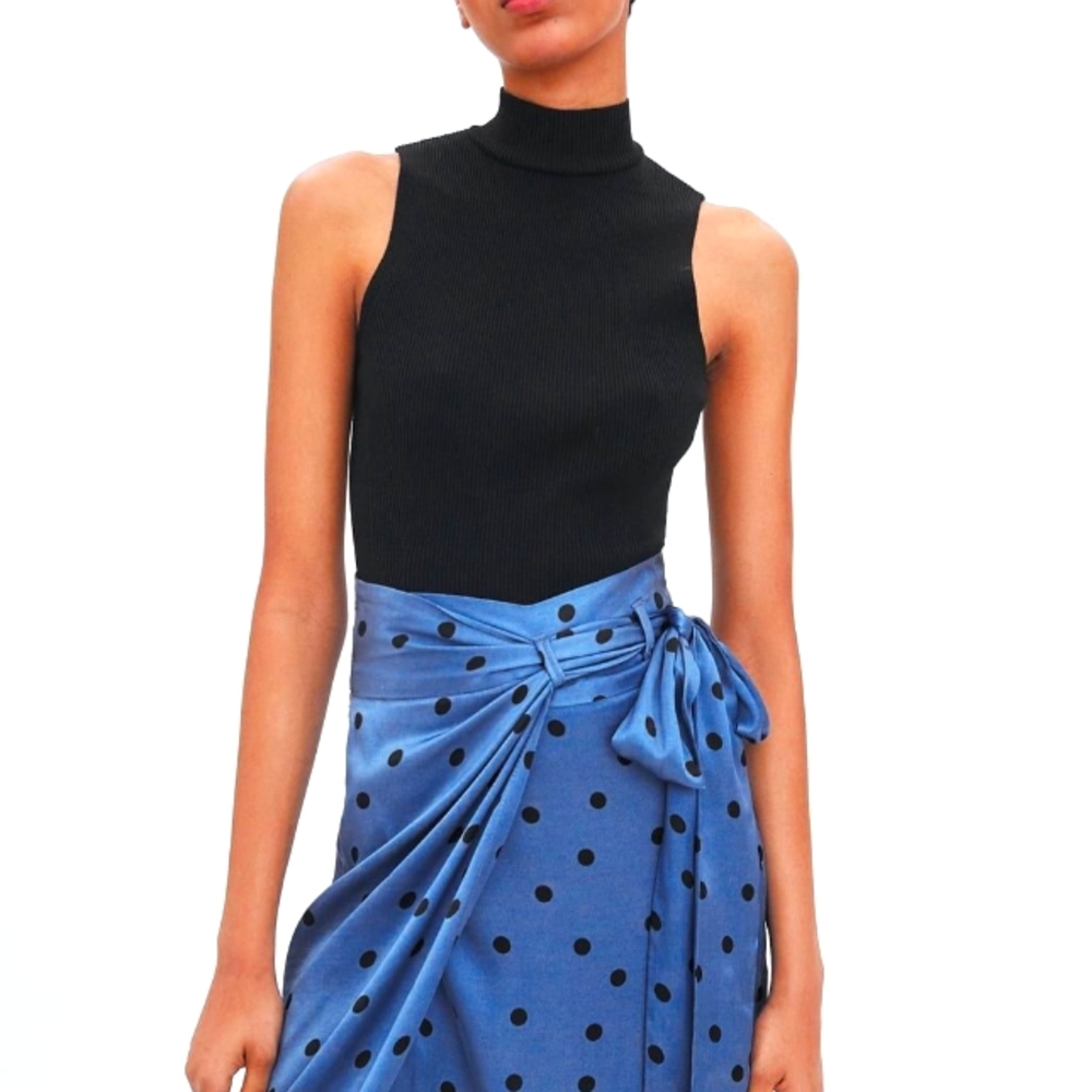 Zara polka dot wrapped skirt with slit